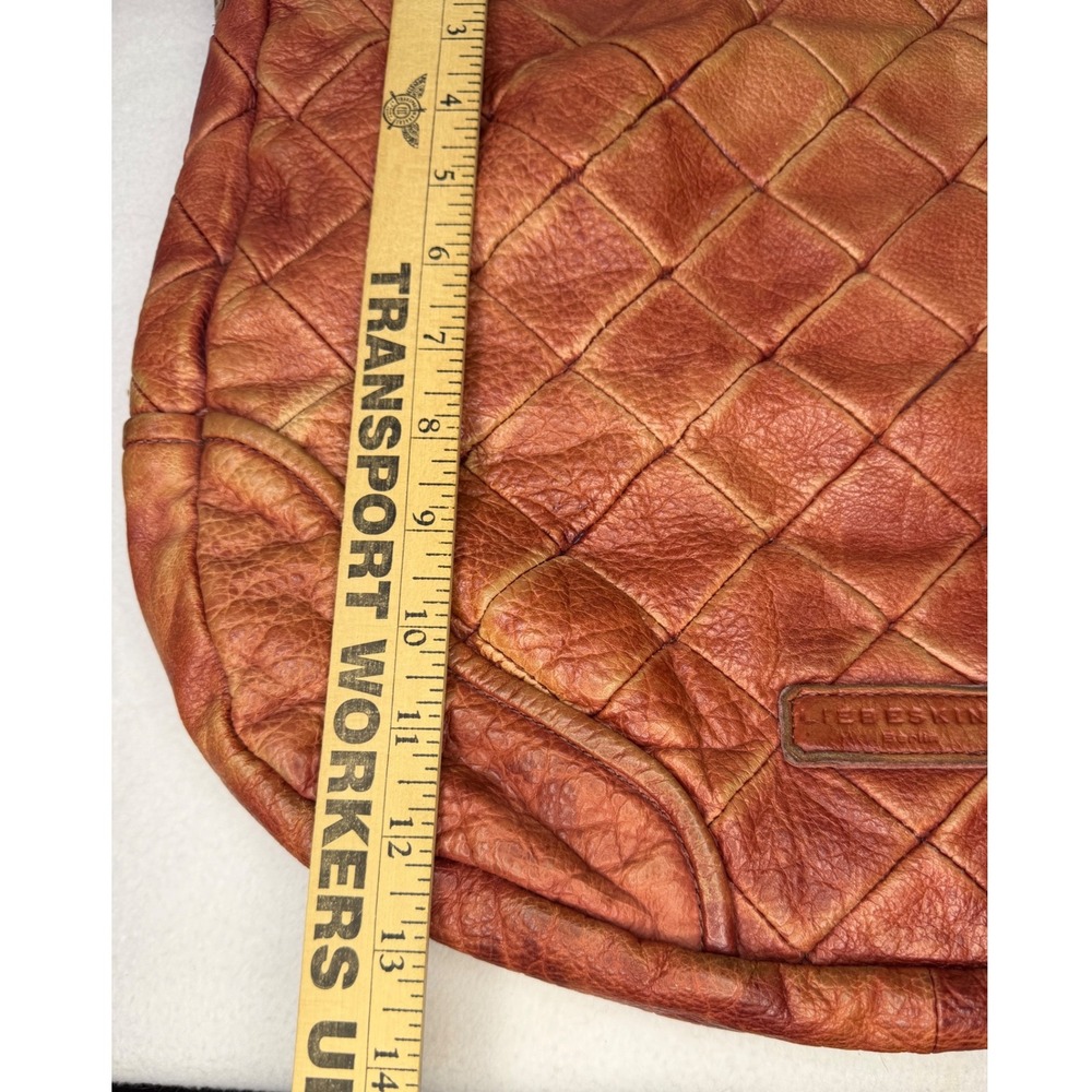 Liebeskind Berlin Large Cognac Leather Hobo Shoulder Bag Quilted Slouchy Boho - Picture 6 of 11